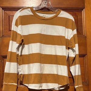 Madewell Long Sleeve Shirt with White and Gold Stripes
